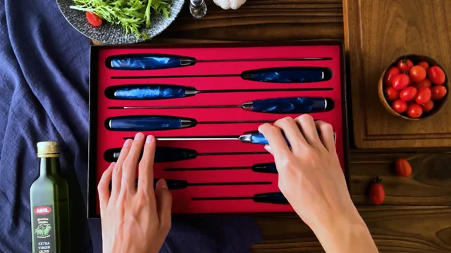 Tengoku 10-Piece Stainless Steel Chef Knife set, Blue Resin Handle