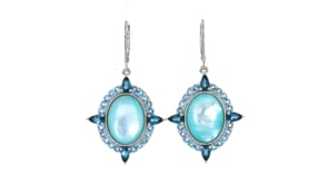 Blue Mother-of-Pearl Drop Earrings with 3.10 ct. t.w. London and Swiss Blue Topaz in Sterling Silver