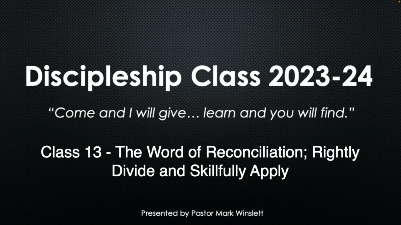 Discipleship Class 13 on Vimeo