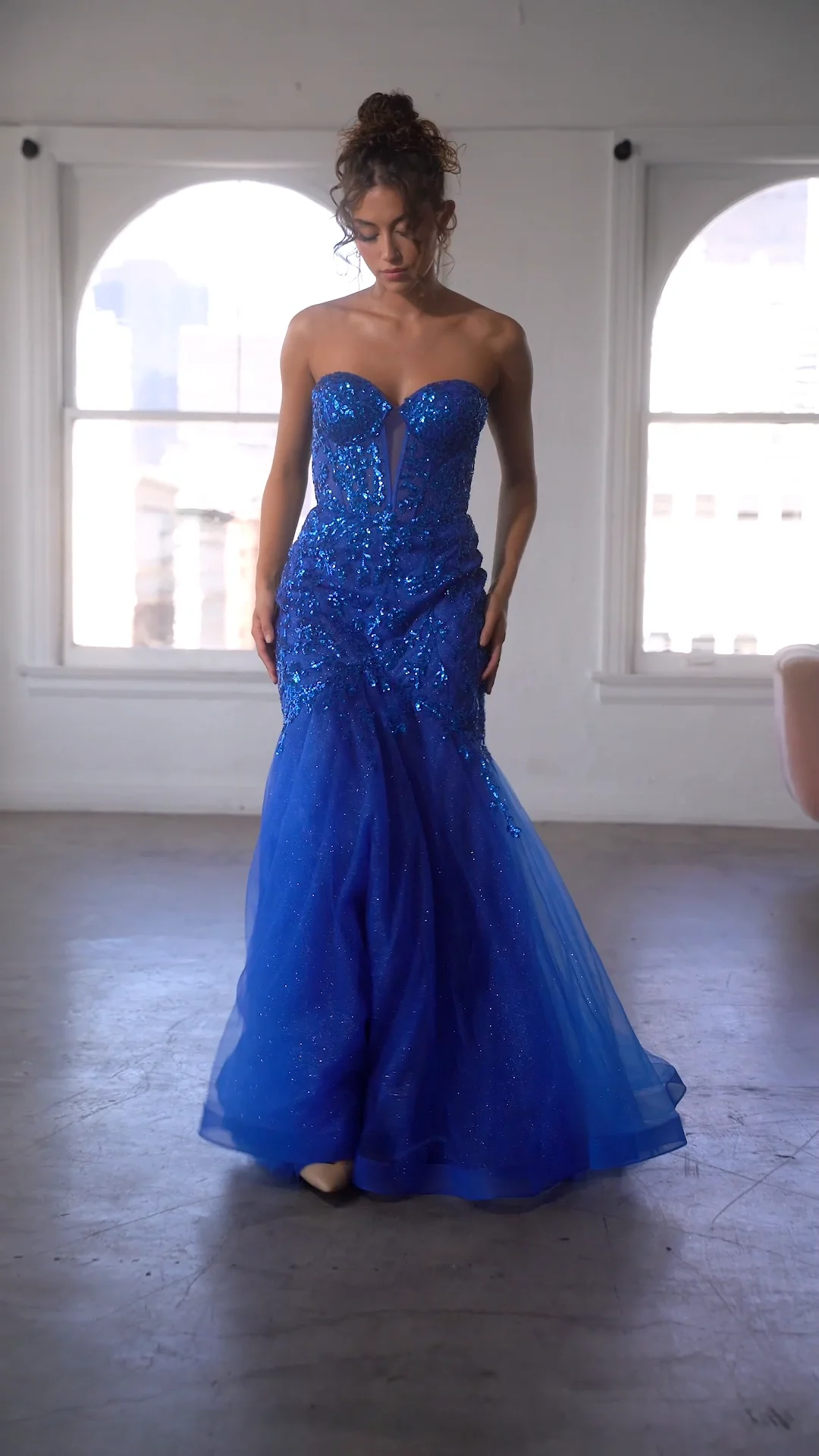 CD CB139 - Strapless Bead Embellished Fit & Flare Prom Gown