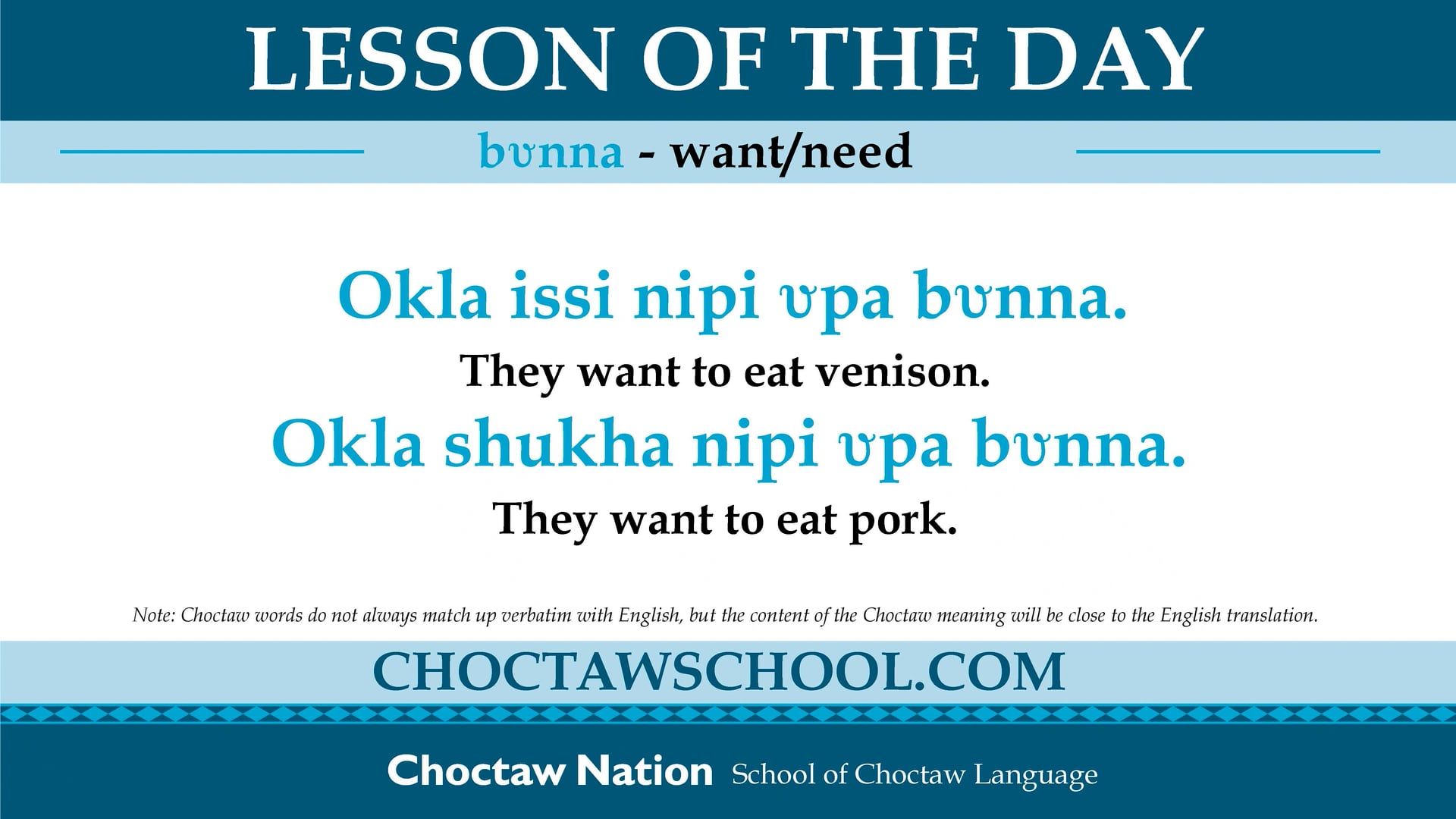 Vpa Bvnna - Want To Eat - Choctaw Nation of Oklahoma