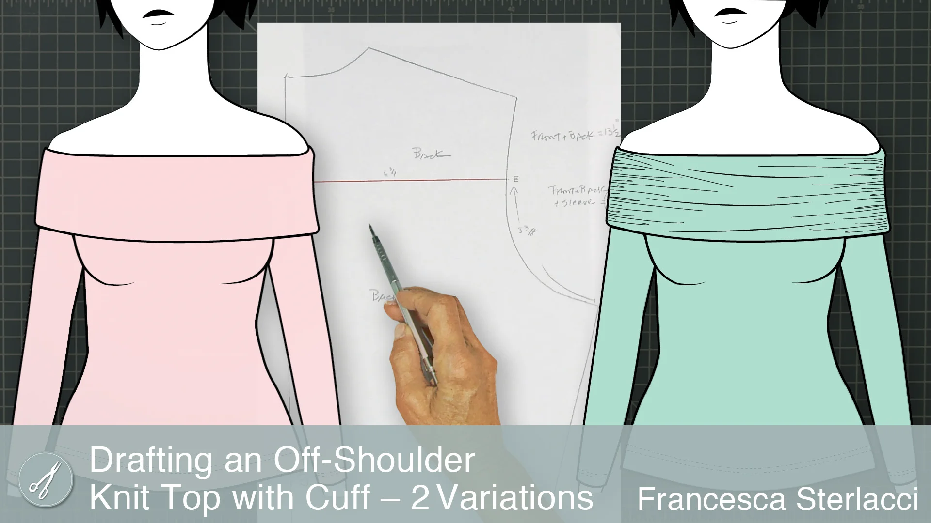Drafting an Off-Shoulder Knit Top with Cuff – 2 Variations