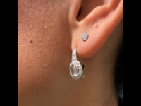 Diamond Moonstone Platinum 18k Cluster Earrings 15472-5206