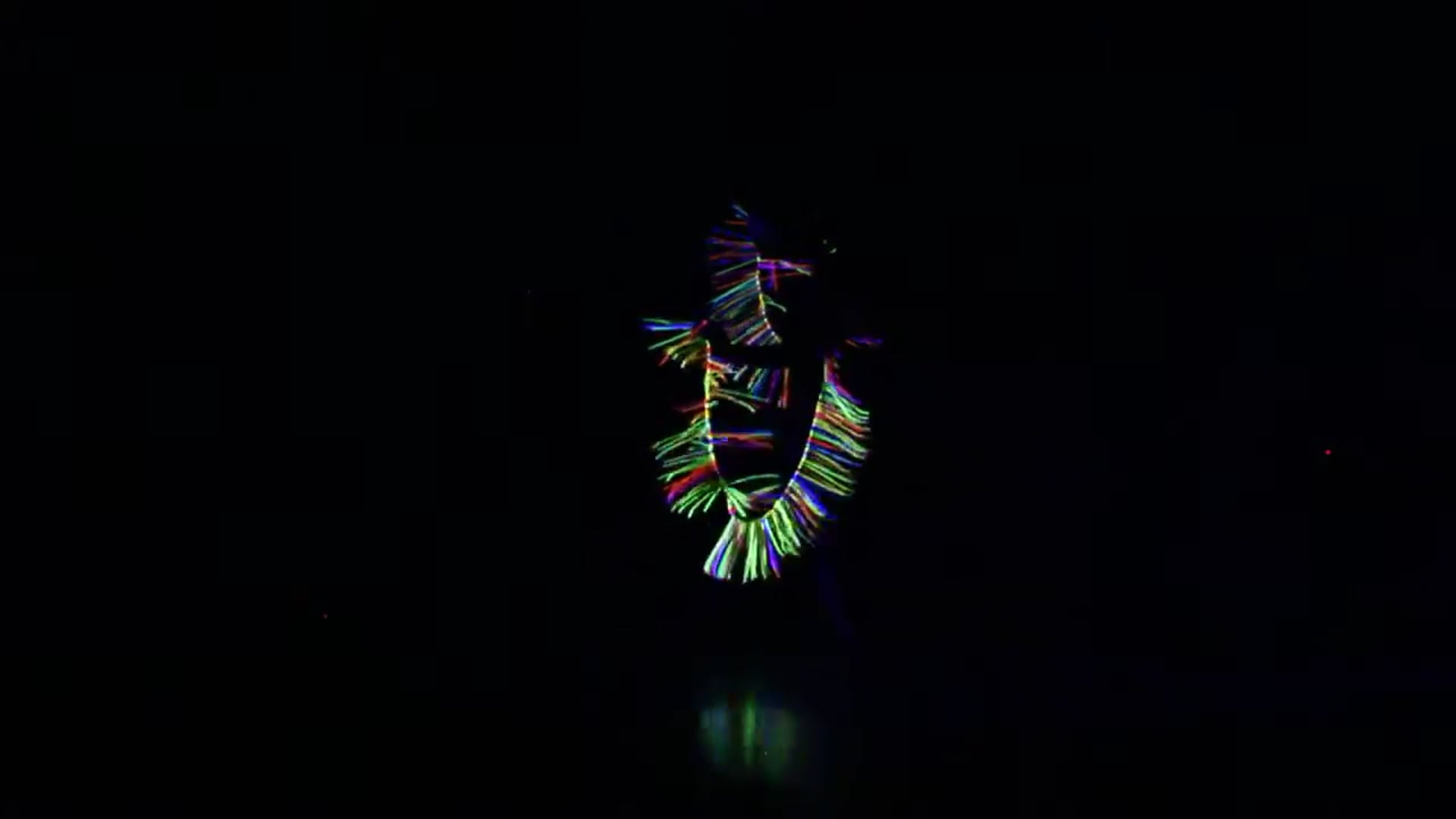 The Rainbow Tree. Body adornment (2021). Designed and performed by Wanshu Li. Fluorescent zip ties and nylons.