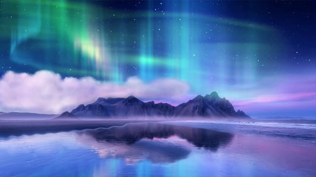 Northern lights. Cosmos background. Aurora animation. Purple and Blue.  seamless loop. 30212623 Stock Video at Vecteezy
