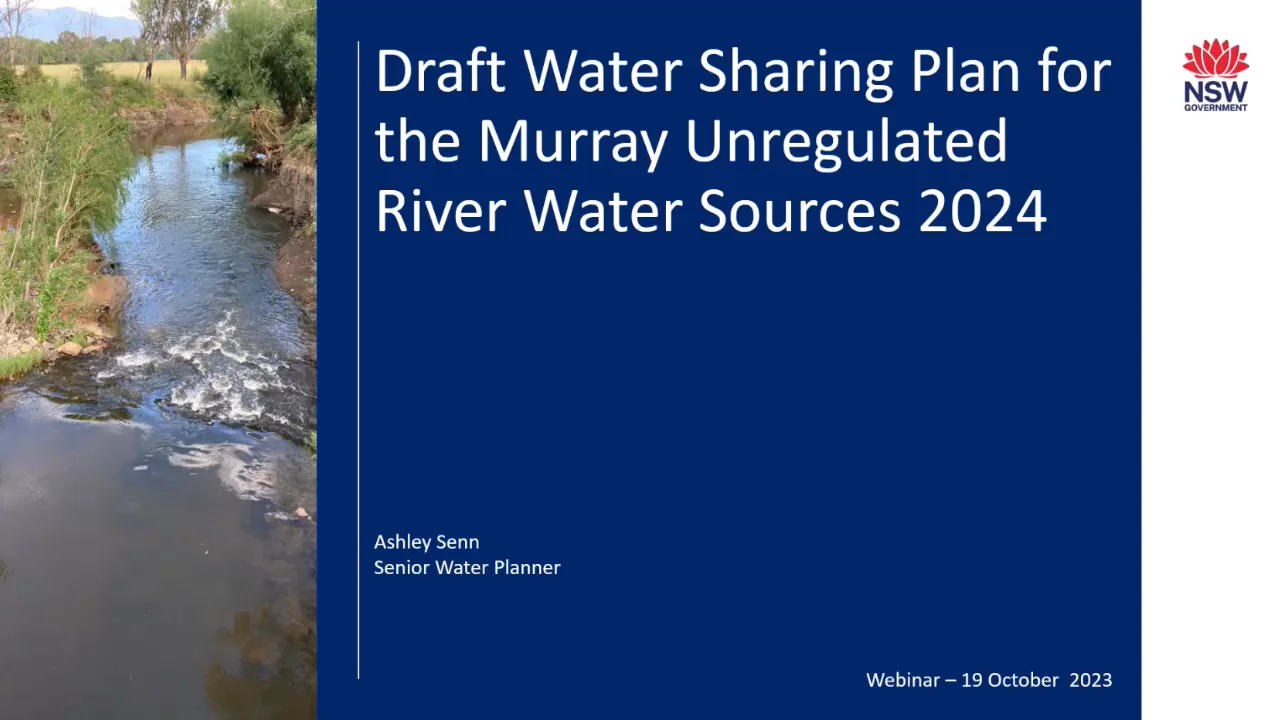 Draft Water Sharing Plan For Murray Unregulated River Water Sources