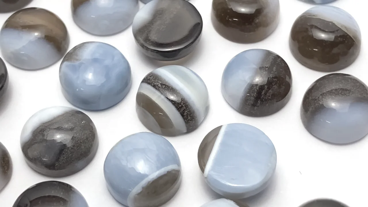 ストライプブルーオパール ラウンド カボション10×10mm 10個｜天然石