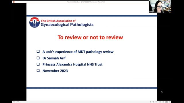 Case-based discussion: A unit's experience of MDT pathology review, Dr Saimah Arif