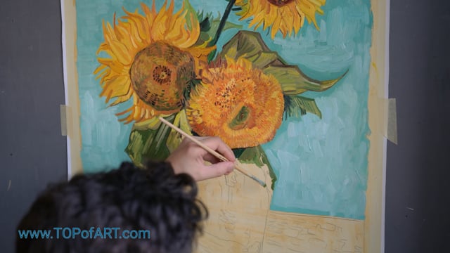 Vincent van Gogh | Three Sunflowers in a Vase | Oil Painting Reproduction Process by TOPofART Studio
