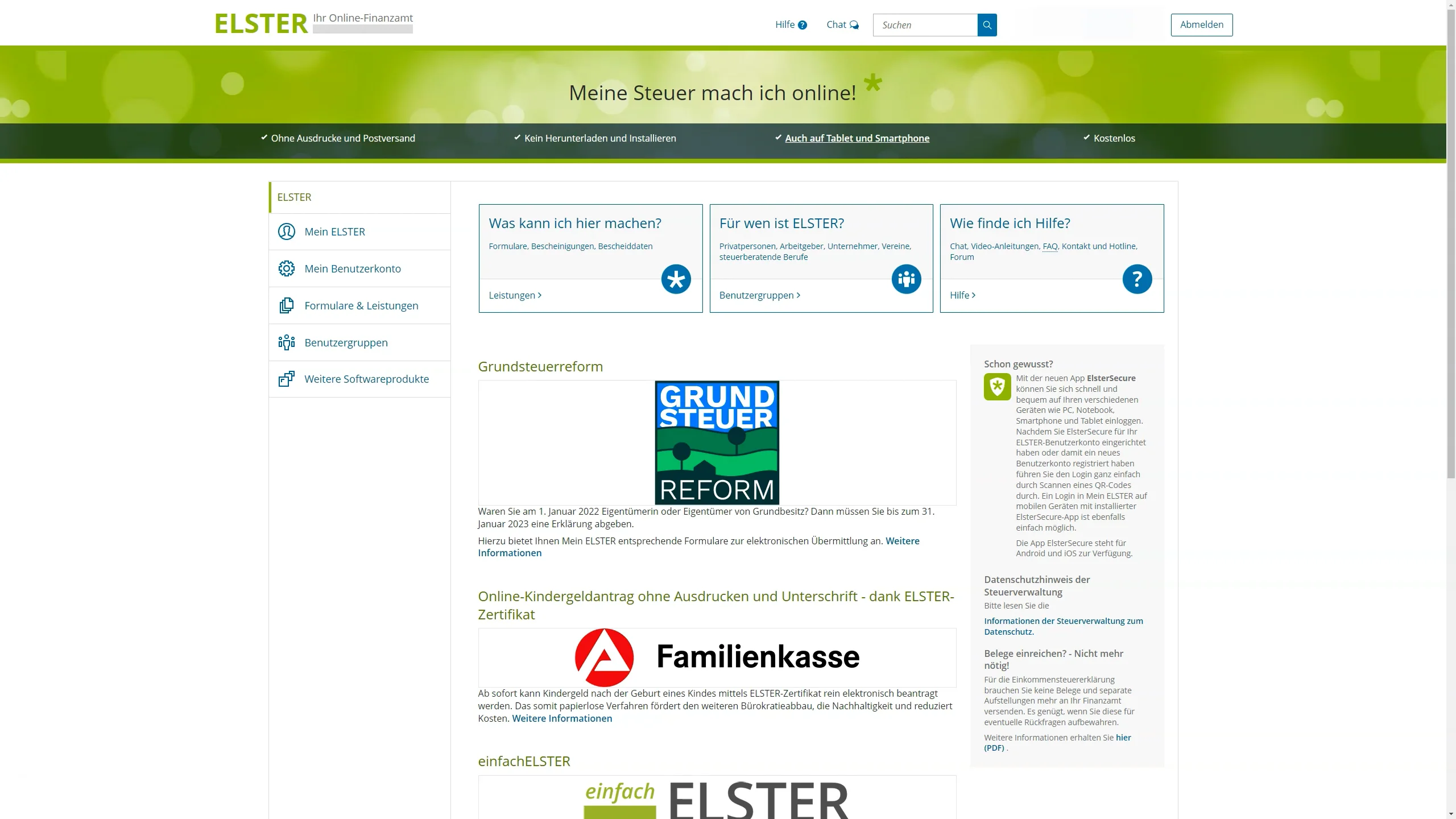Belegnachreichung zur Steuererklärung - Elster Online-Finnanzamt