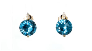 11.00 ct. t.w. London Blue Topaz Drop Earrings with Diamond Accents