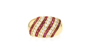 C. 1980 Vintage 1.85 ct. t.w. Ruby and 1.00 ct. t.w. Diamond Ring in 18kt Yellow Gold