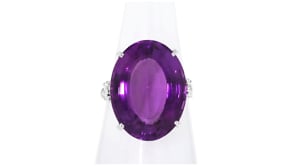 C. 1990 Vintage 18.21 Carat Amethyst Cocktail Ring in Platinum