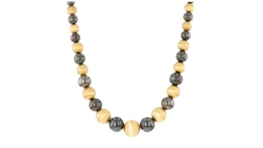 C. 1990 Vintage 18kt Yellow Gold and Palladium Graduated Bead Necklace