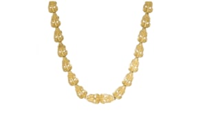 C. 1980 Vintage 18kt Yellow Gold Leaf Link Necklace