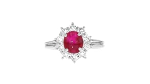 C. 1990 Vintage 2.13 Carat Ruby Ring with .68 ct. t.w. Diamonds in Platinum