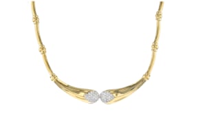 C. 1990 Vintage 1.10 ct. t.w. Diamond Graduated Link Necklace in 18kt Yellow Gold
