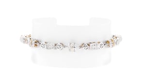 C. 1995 Vintage .88 ct. t.w. Diamond Geometric Link Bracelet in 18kt Two-Tone Gold