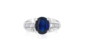 C. 2000 Vintage 2.62 Carat Sapphire and .33 ct. t.w. Diamond Ring in Platinum