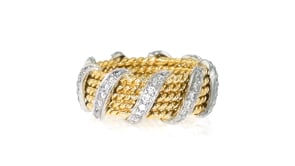 C. 1980 Vintage Tiffany Jewelry Schlumberger .60 ct. t.w. Diamond Ring in 18kt Yellow Gold and Platinum
