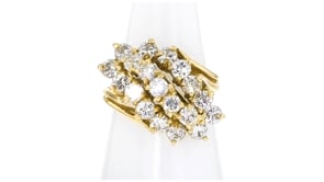 C. 1980 Vintage 1.60 ct. t.w. Diamond Waterfall Ring in 14kt Yellow Gold