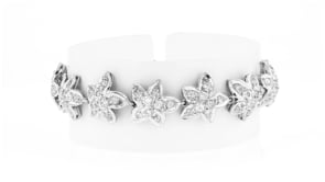 C. 1960 Vintage 4.50 ct. t.w. Diamond Flower-Link Bracelet in 18kt White Gold