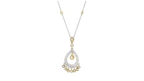 C. 1990 Vintage .45 ct. t.w. Diamond Chandelier Pendant Necklace in 18kt Two-Tone Gold