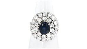 C. 1970 Vintage 2.01 Carat Sapphire and 2.45 ct. t.w. Diamond Ring in Platinum