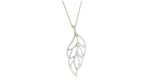C. 1990 Vintage 1.50 ct. t.w. Diamond Leaf Pendant Necklace in 18kt Two-Tone Gold