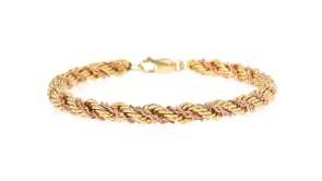 C. 1970 Vintage 14kt Two-Tone Gold Twisted Rope-Chain Bracelet