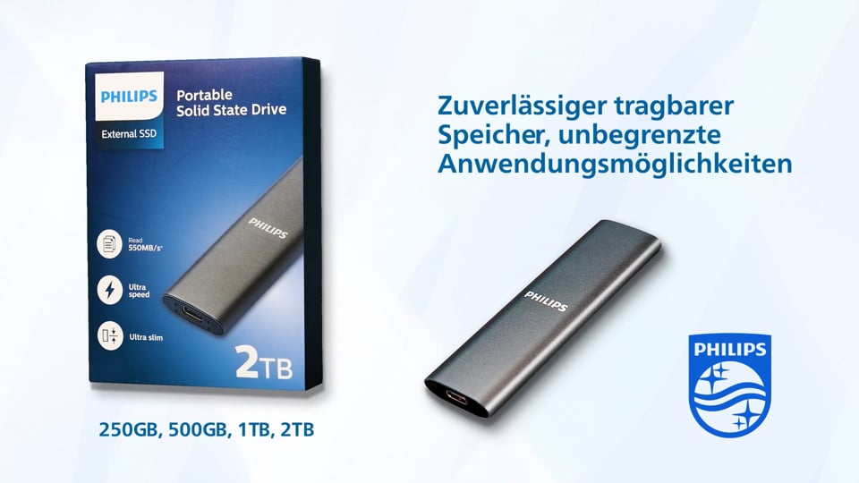 Video afspelen "Product video | Philips - Externe SSD (2023) DE"