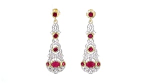 2.00 ct. t.w. Ruby and .80 ct. t.w. White Zircon Chandelier Earrings in 18kt Gold Over Sterling