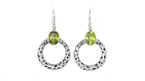 3.50 ct. t.w. Peridot Bali-Style Circle Drop Earrings in Sterling Silver