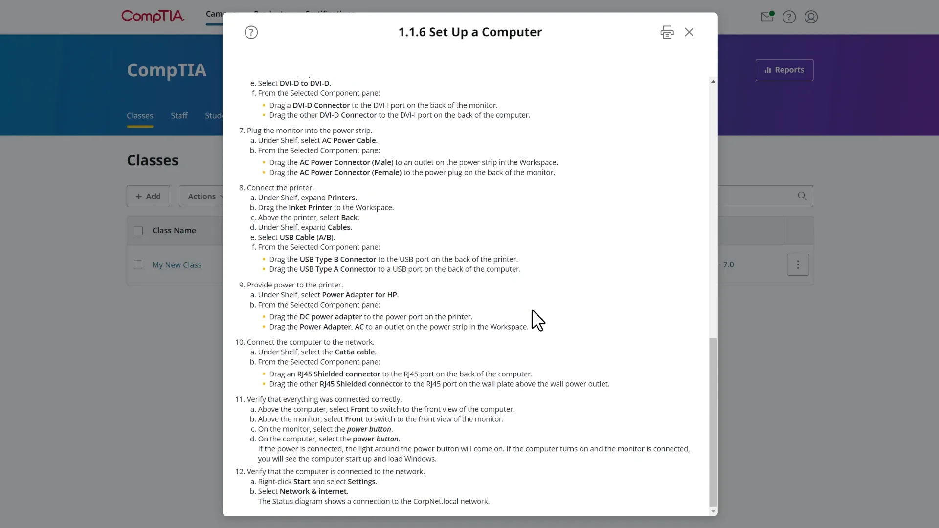 View a Class Report – CompTIA