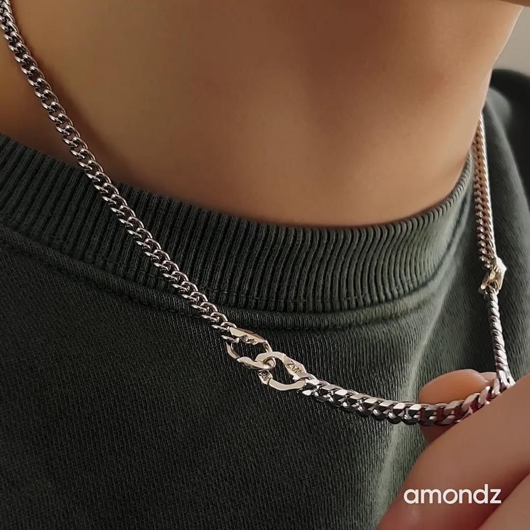シルバー カーブ チェーン ユニット ネックレス / SILVER CURVED