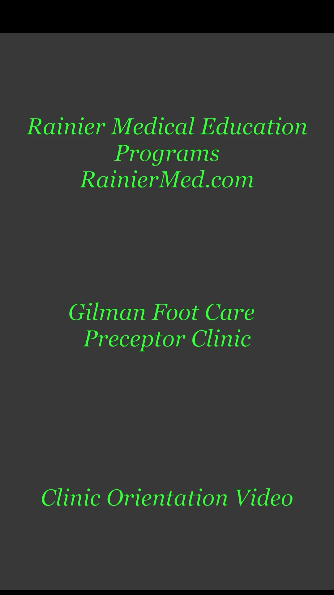 Gilman Preceptor Clinic Orientation on Vimeo