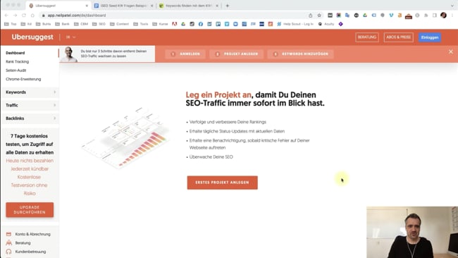 Erster Überblick in Ubersuggest