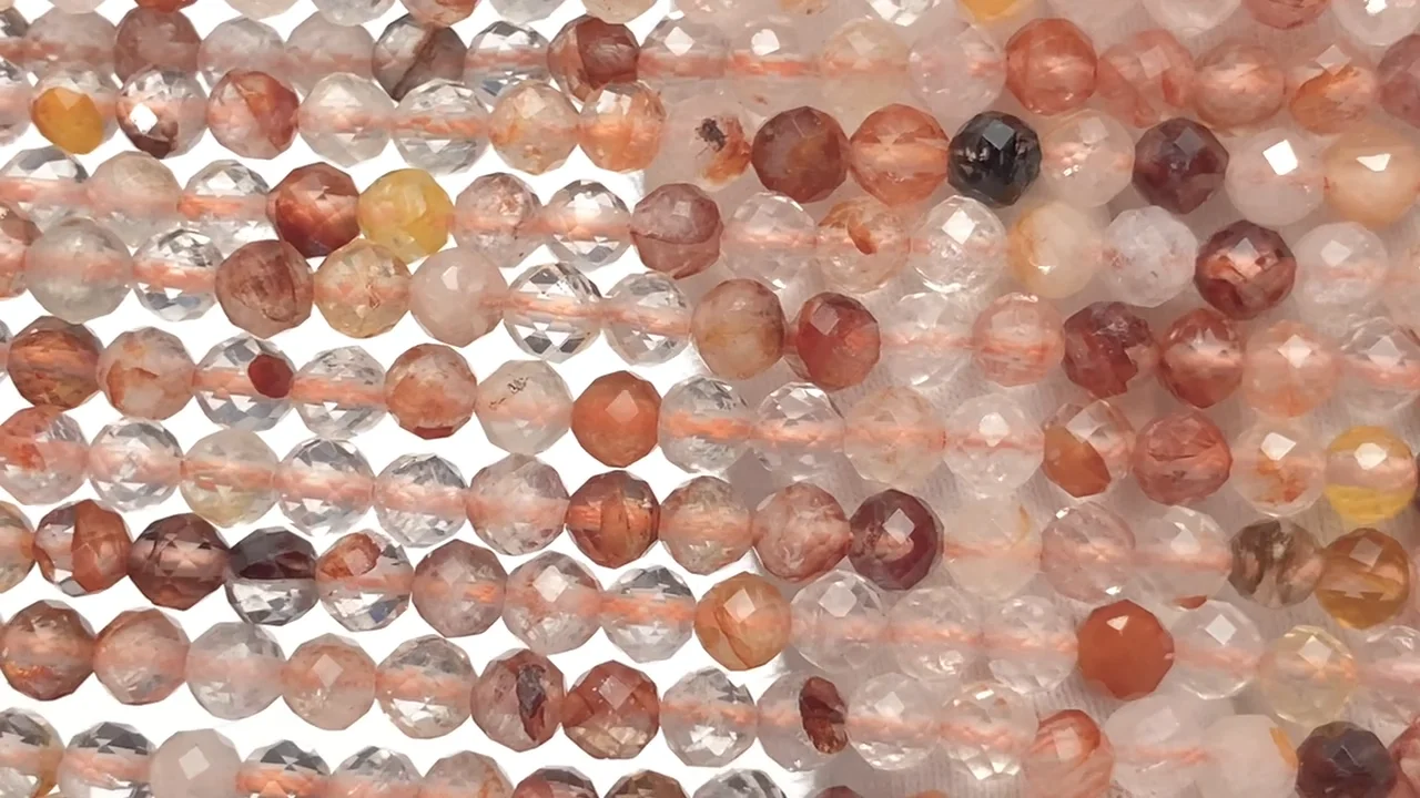 レッドヘマタイトクォーツ ラウンドカット4mm 1連｜天然石ビーズの卸