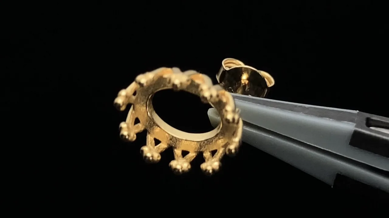 動画】Silver925 クラウン ピアスポスト空枠＆キャッチ カボション用