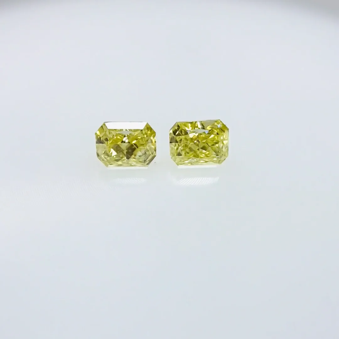 FANCY INTENSE YELLOW 0.118ct＆0.111ct/RAD/RT2389/CGL