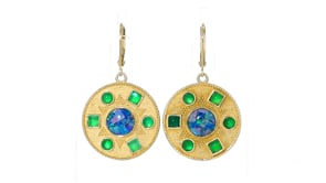Mosaic Black Opal Triplet Drop Earrings with Green Agate in 18kt Gold Over Sterling