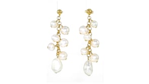 5.5-9mm Cultured Pearl Drop Earrings in 18kt Gold Over Sterling