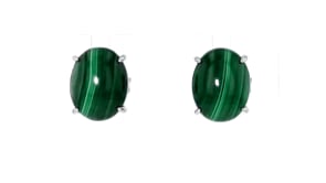 Malachite Stud Earrings in Sterling Silver