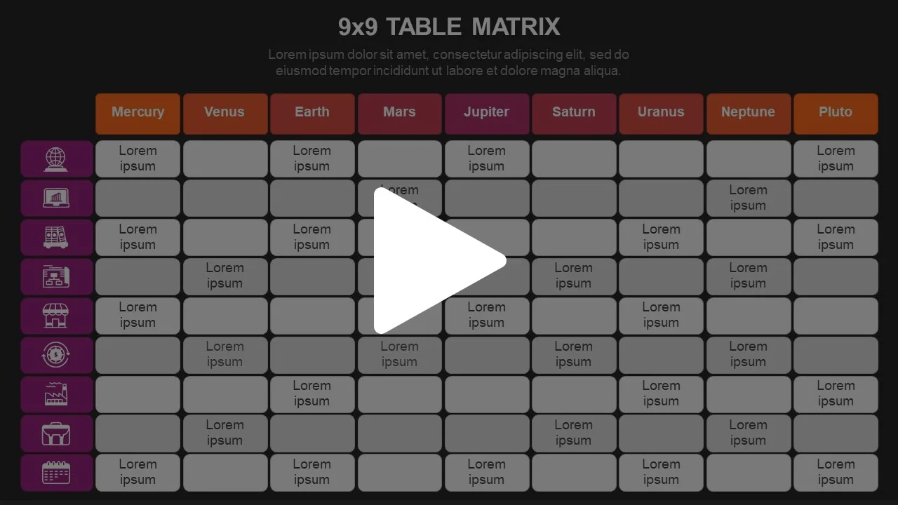 9x9 Table Matrix Animated Presentation - SketchBubble on Vimeo