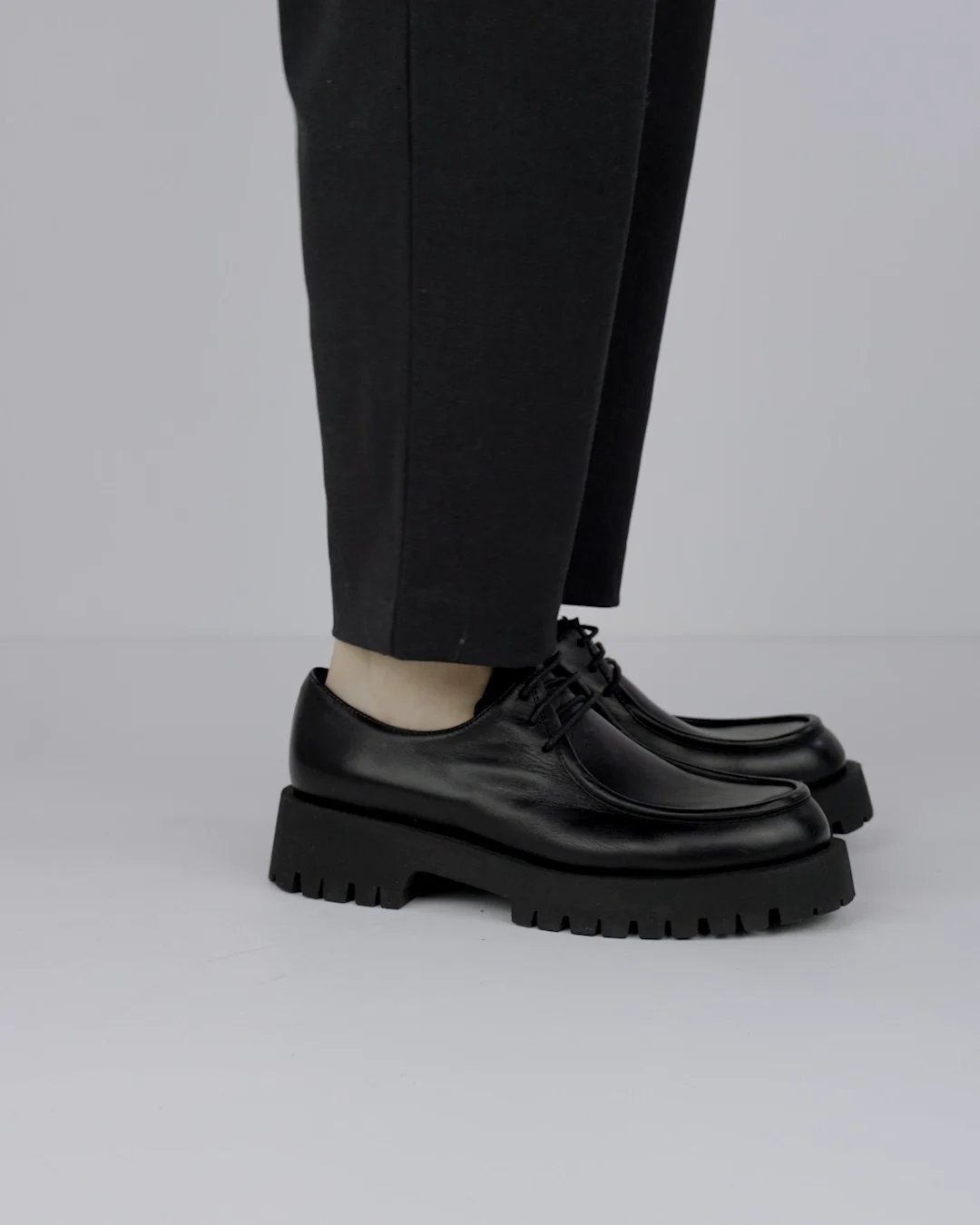 Lace-up shoes woman heel 3 cm black leather | Barca Stores