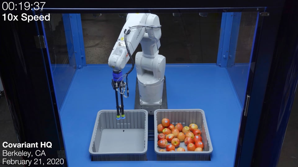 Covariant CEO Peter Chen explains the challenge of picking apples 