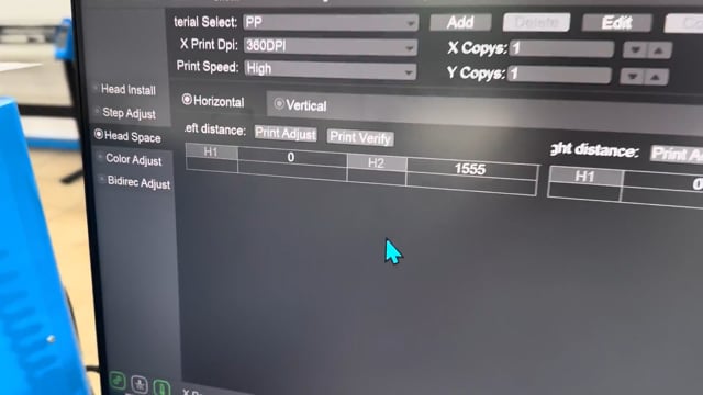 PrintExp Head Space Alignment for CMYKWhiteVarnish Printhead Distance Adjustment