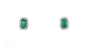 70 ct. t.w. Emerald and .11 ct. t.w. Diamond Earrings in 14kt White Gold