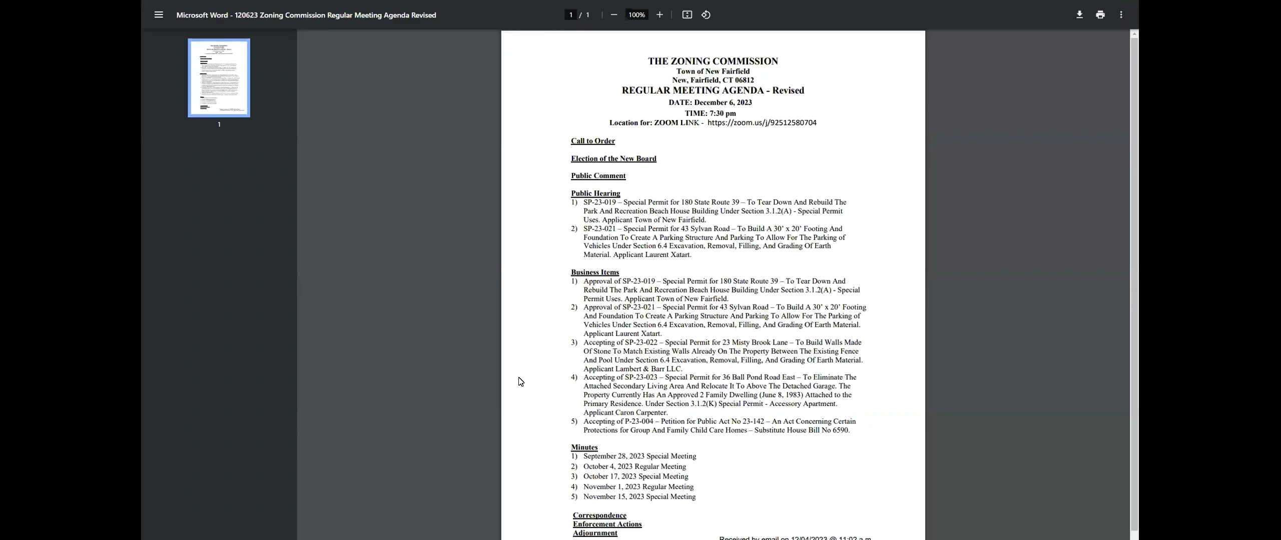 Town of New Fairfield Board of Selectmen And other town boards