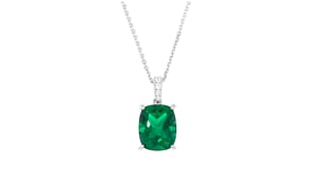 13.00 ct. t.w. Simulated Emerald and .20 ct. t.w. CZ Jewelry Set Drop Earrings and Pendant Necklace in Sterling Silver